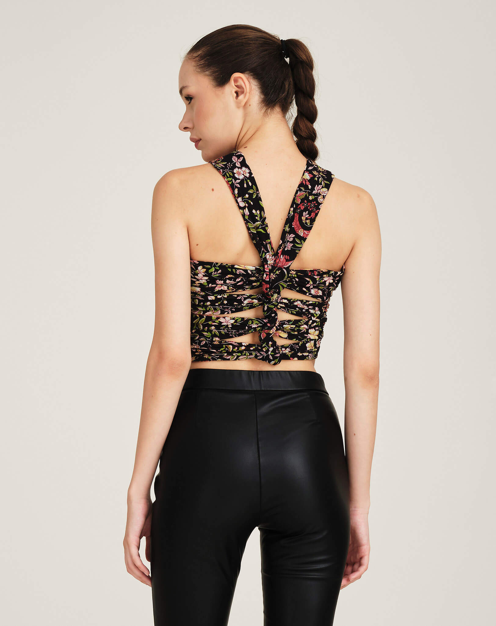 Etro - Black Floral Printed Halterneck Crop Top IT42